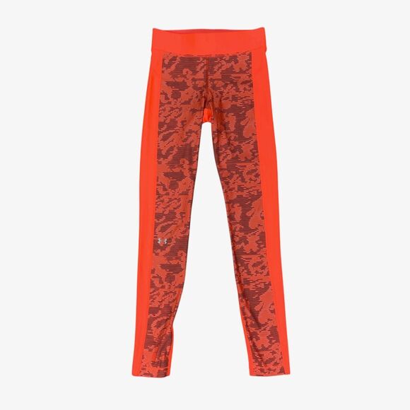 Under Armour Leggings Womens S Small Flame Black HeatGear Paneled Print Pull On - Picture 1 of 10